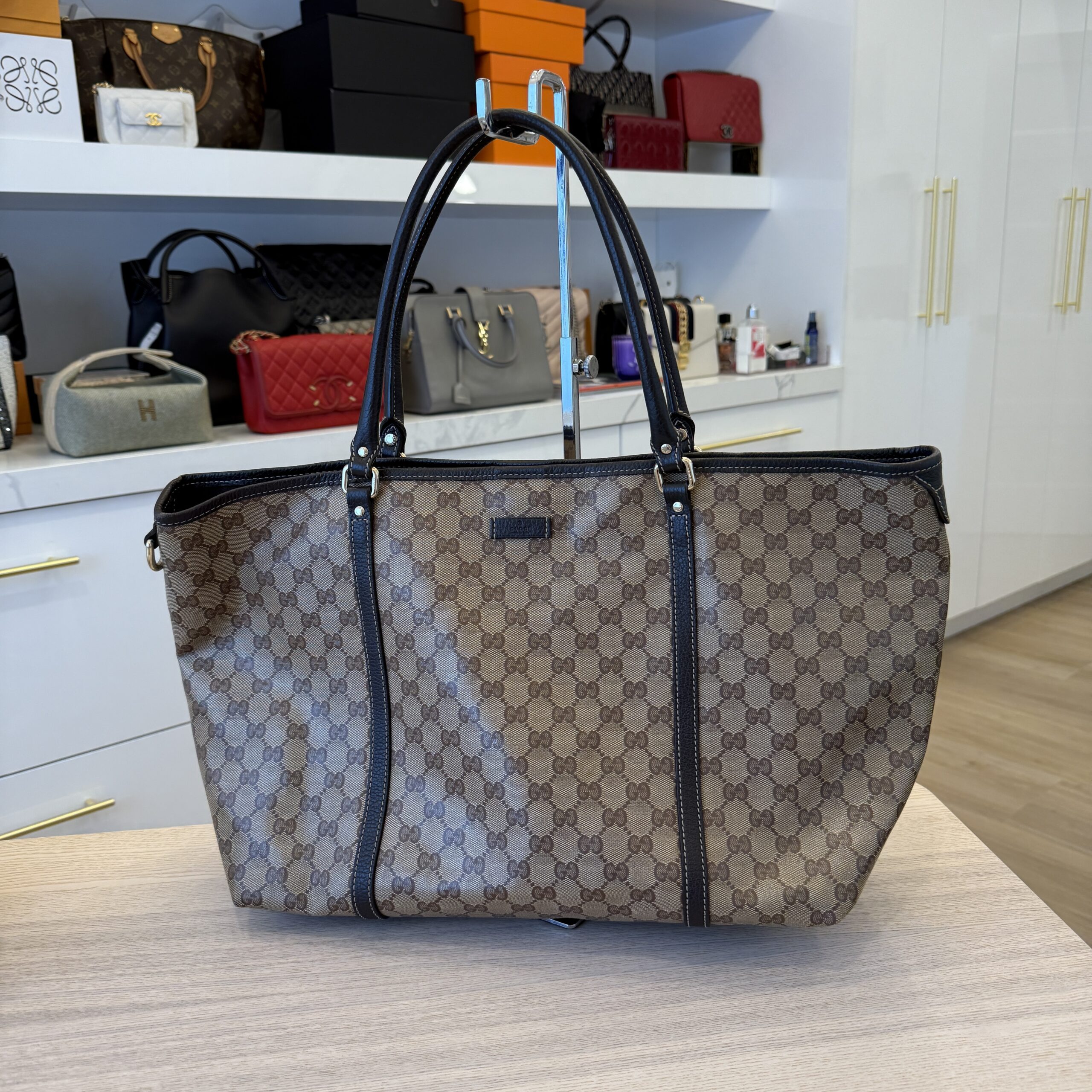 Gucci GG Plus Monogram Large Joy Tote Dark Brown