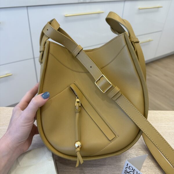 Loewe Hammock Slice Leather Hobo Bag Sahara