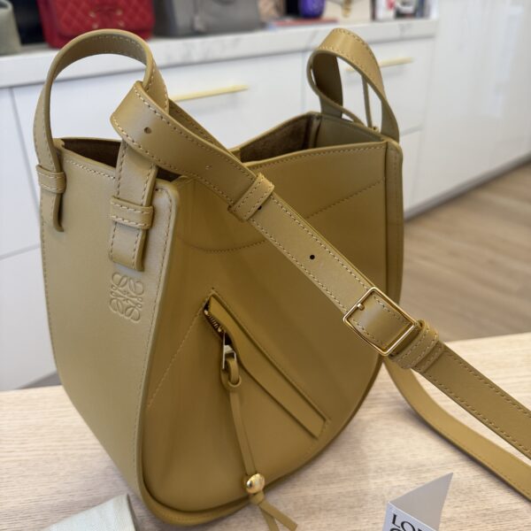 Loewe Hammock Slice Leather Hobo Bag Sahara