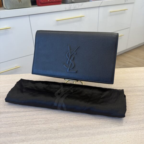 SAINT LAURENT YSL Belle de Jour Clutch Leather Large Black