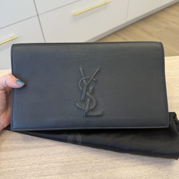 SAINT LAURENT YSL Belle de Jour Clutch Leather Large Black