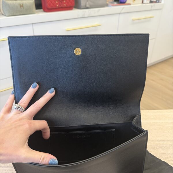 SAINT LAURENT YSL Belle de Jour Clutch Leather Large Black