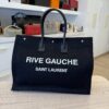 Saint Laurent YSL Linen Calfskin Rive Gauche Tote Black