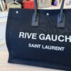 Saint Laurent YSL Linen Calfskin Rive Gauche Tote Black