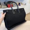 Saint Laurent YSL Linen Calfskin Rive Gauche Tote Black
