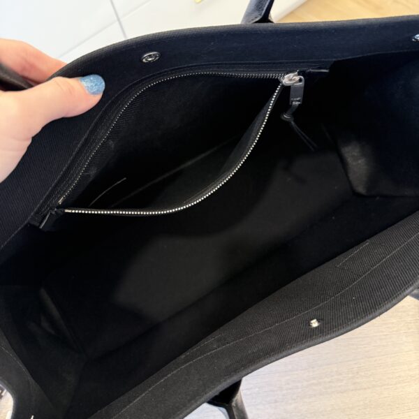 Saint Laurent YSL Linen Calfskin Rive Gauche Tote Black