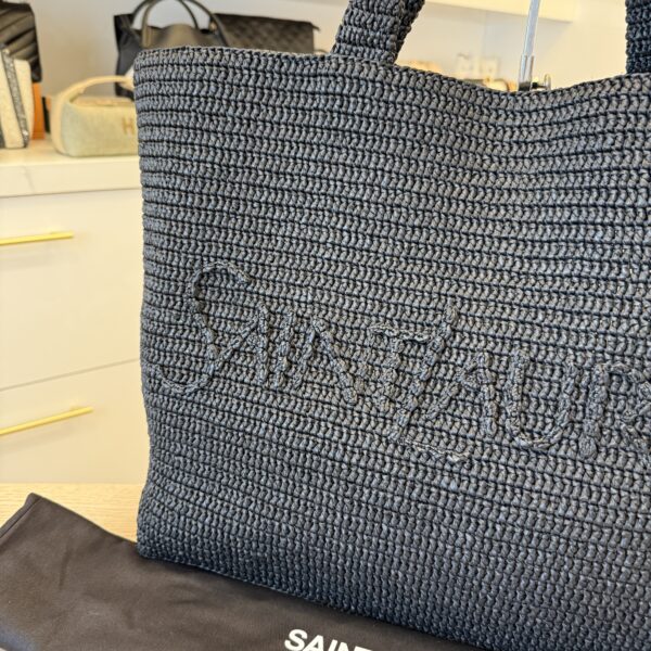 Saint Laurent Raffia Logo Tote Naturel