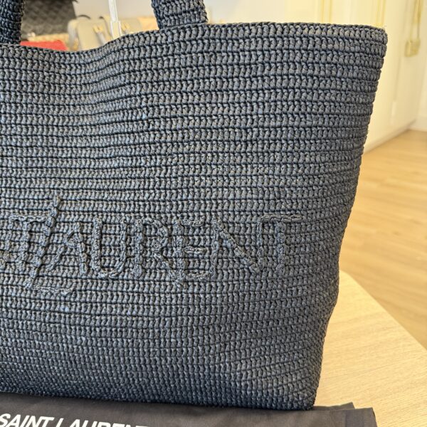 Saint Laurent Raffia Logo Tote Naturel