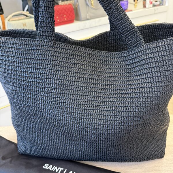 Saint Laurent Raffia Logo Tote Naturel