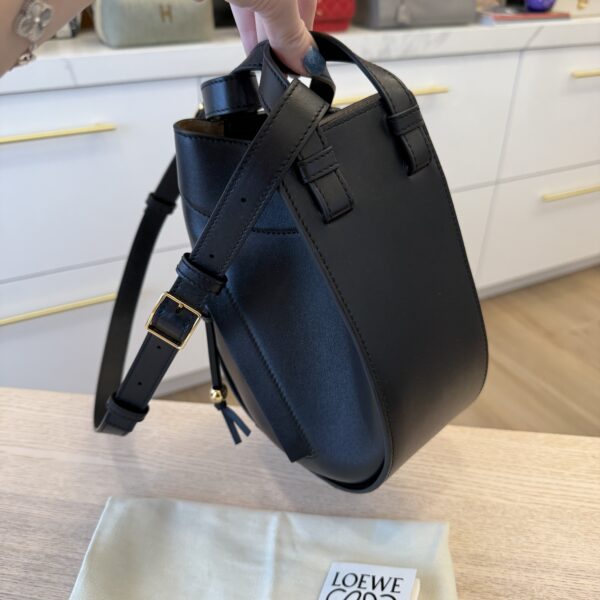 Loewe Hammock Slice Leather Hobo Bag Black