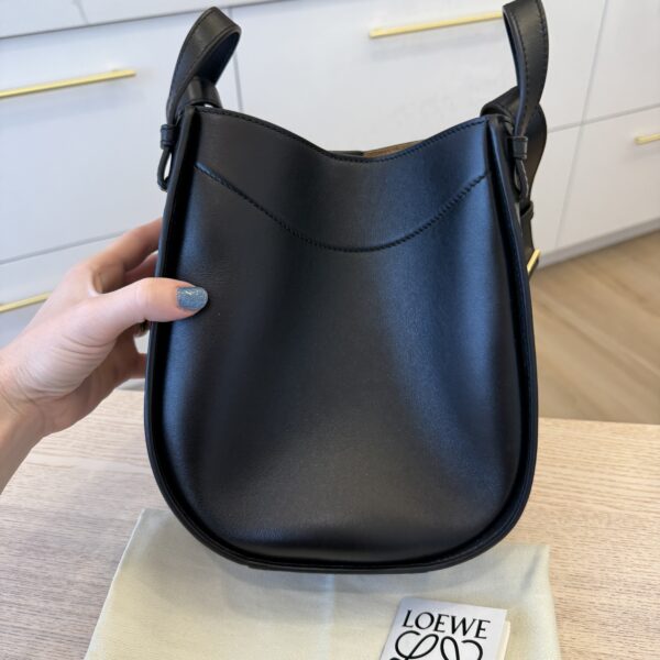 Loewe Hammock Slice Leather Hobo Bag Black