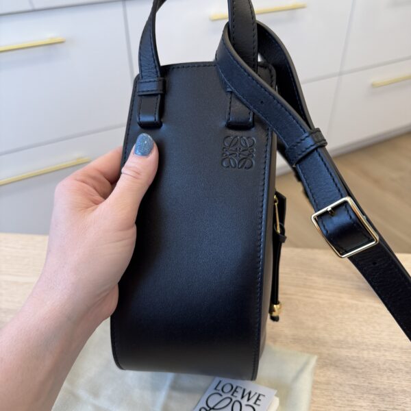 Loewe Hammock Slice Leather Hobo Bag Black