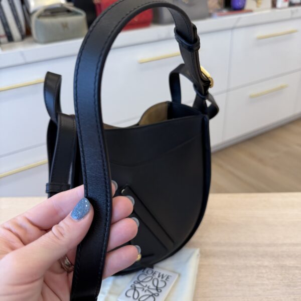 Loewe Hammock Slice Leather Hobo Bag Black