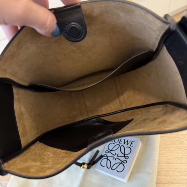 Loewe Hammock Slice Leather Hobo Bag Black