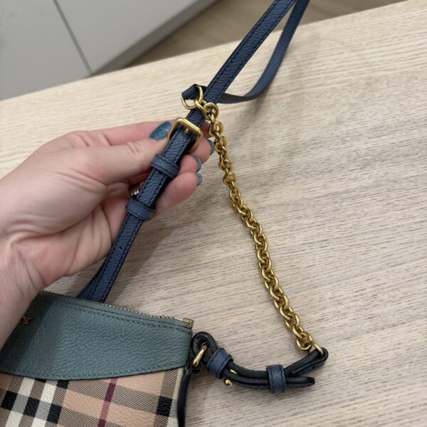 Burberry Haymarket Check Derby Peyton Crossbody Clutch Bag Eucalyptus Green