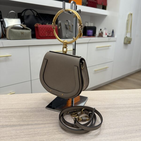 Chloe Calfskin Suede Small Nile Bracelet Bag Motty Grey