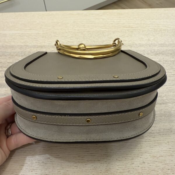 Chloe Calfskin Suede Small Nile Bracelet Bag Motty Grey