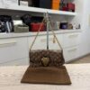 Gucci Beige GG Crystal Coated Canvas Babouska Heart Clutch Bag