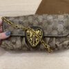 Gucci Beige GG Crystal Coated Canvas Babouska Heart Clutch Bag