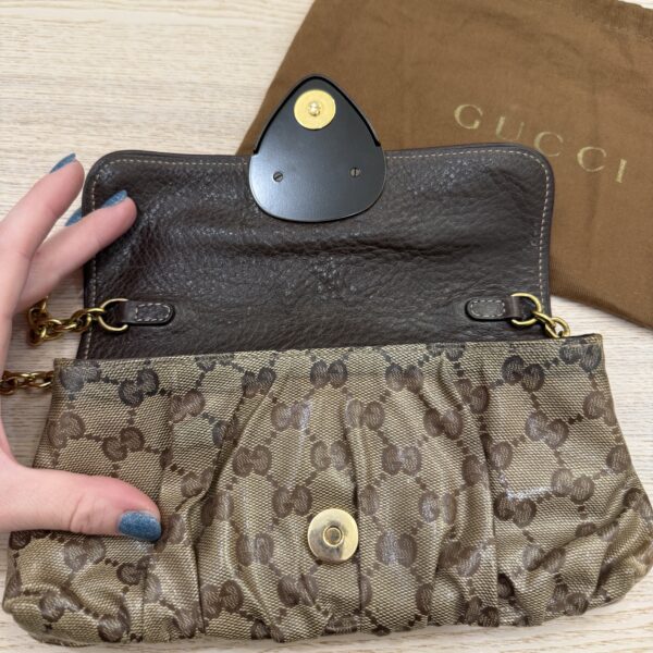 Gucci Beige GG Crystal Coated Canvas Babouska Heart Clutch Bag
