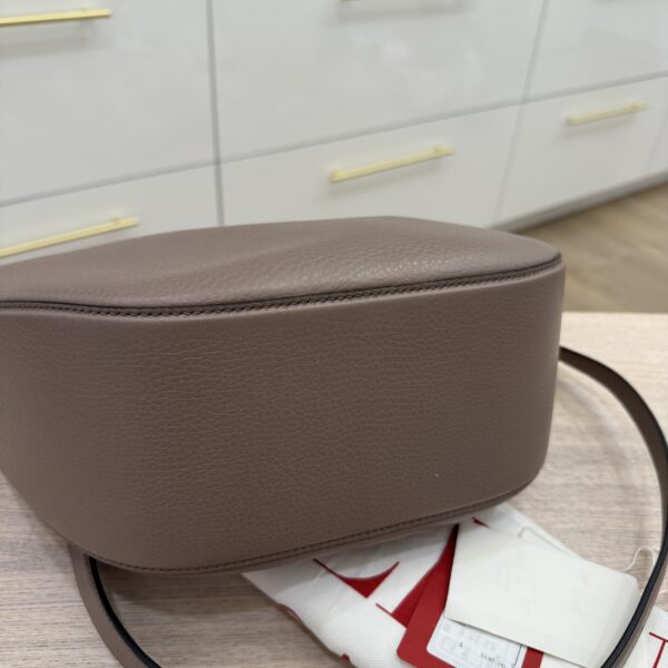 Valentino Garavani VLogo Moon Medium Grainy Calfskin Hobo Bag with Chain Clay