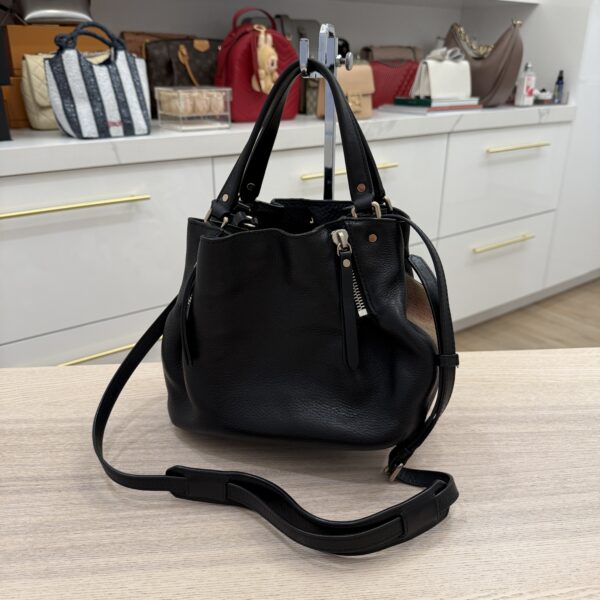 Burberry Maidstone Tote Leather and House Check Canvas Small Black