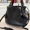 Burberry Maidstone Tote Leather and House Check Canvas Small Black