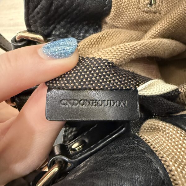 Burberry Maidstone Tote Leather and House Check Canvas Small Black