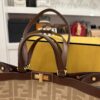 Fendi Wool Vitello King Seta FF 1974 Medium Peekaboo X-Tote Beige Cammello Sand