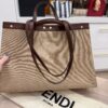 Fendi Wool Vitello King Seta FF 1974 Medium Peekaboo X-Tote Beige Cammello Sand