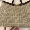 Fendi Wool Vitello King Seta FF 1974 Medium Peekaboo X-Tote Beige Cammello Sand