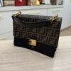 Fendi Vitello Liberty Bi-Color FF 1974 Embossed Kan U Shoulder Bag Black Maya