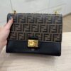 Fendi Vitello Liberty Bi-Color FF 1974 Embossed Kan U Shoulder Bag Black Maya
