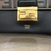 Fendi Vitello Liberty Bi-Color FF 1974 Embossed Kan U Shoulder Bag Black Maya