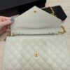 Saint Laurent Grain De Poudre Mixed Matelasse Triquilt Monogram Chain Wallet Cream Soft GHW