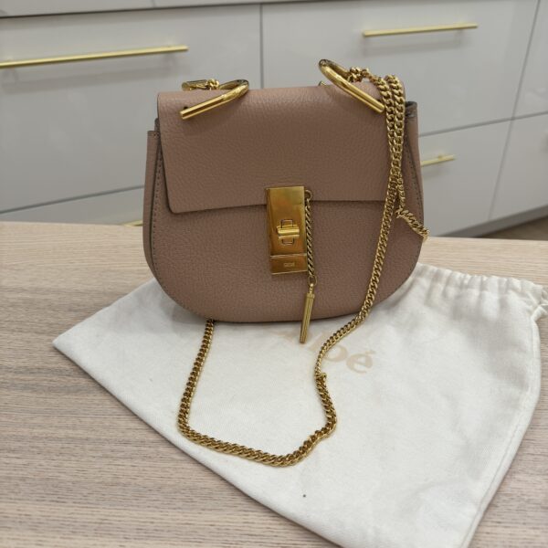 Chloe Grained Lambskin Mini Drew Shoulder Bag Cement Pink