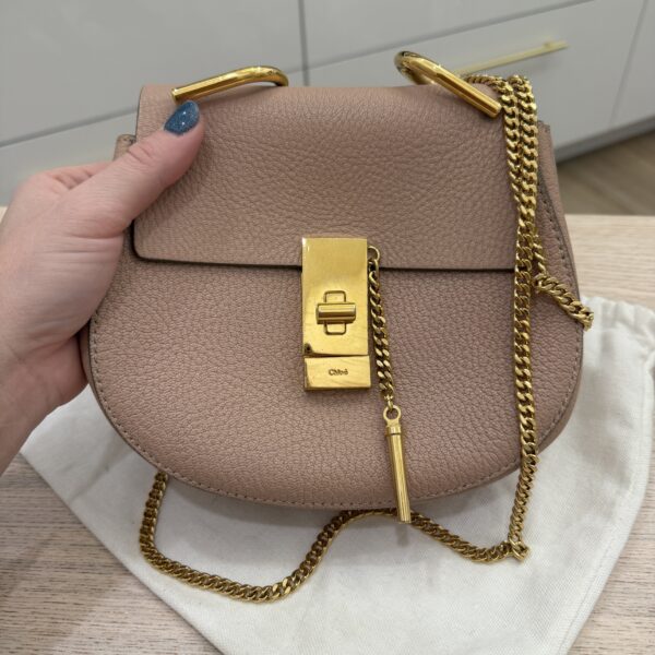 Chloe Grained Lambskin Mini Drew Shoulder Bag Cement Pink