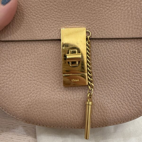 Chloe Grained Lambskin Mini Drew Shoulder Bag Cement Pink