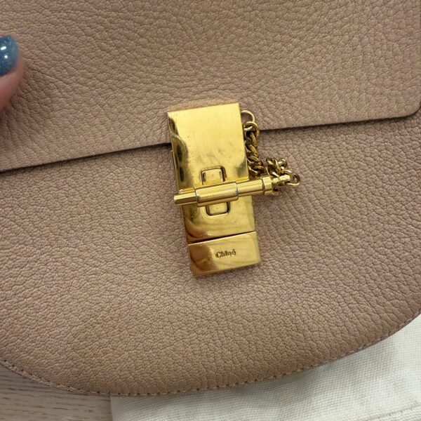 Chloe Grained Lambskin Mini Drew Shoulder Bag Cement Pink