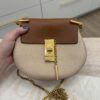 Chloe Grained Calfskin Lambskin Mini Bi-Color Drew Shoulder Bag Powder Beige Caramel