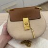 Chloe Grained Calfskin Lambskin Mini Bi-Color Drew Shoulder Bag Powder Beige Caramel
