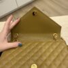 Saint Laurent Envelope Medium in Quilted Grain De Poudre Golden Olive Gold Hardware