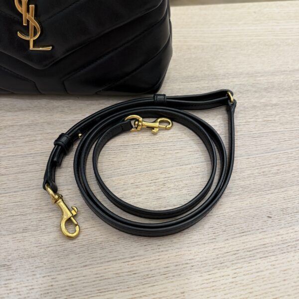 Saint Laurent (YSL) Calfskin Y Quilted Monogram Toy Loulou Satchel Black and Gold hardware