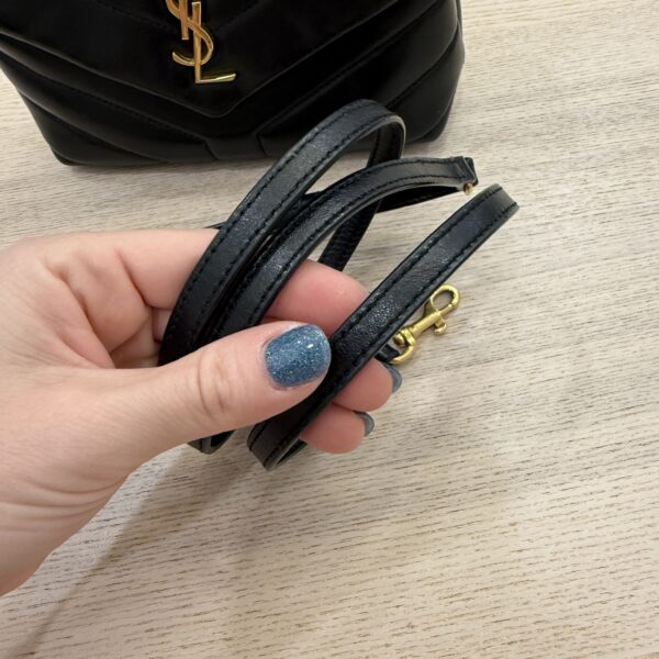 Saint Laurent (YSL) Calfskin Y Quilted Monogram Toy Loulou Satchel Black and Gold hardware