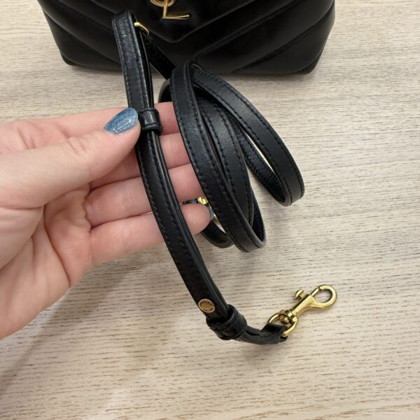 Saint Laurent (YSL) Calfskin Y Quilted Monogram Toy Loulou Satchel Black and Gold hardware