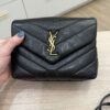 Saint Laurent (YSL) Calfskin Y Quilted Monogram Toy Loulou Satchel Black and Gold hardware