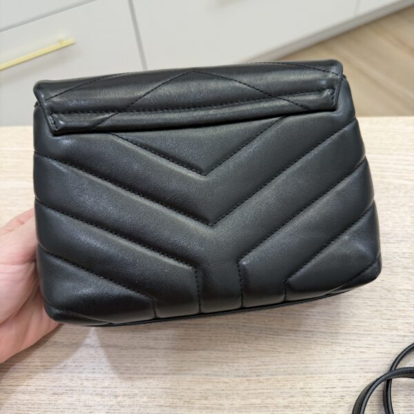 Saint Laurent (YSL) Calfskin Y Quilted Monogram Toy Loulou Satchel Black and Gold hardware