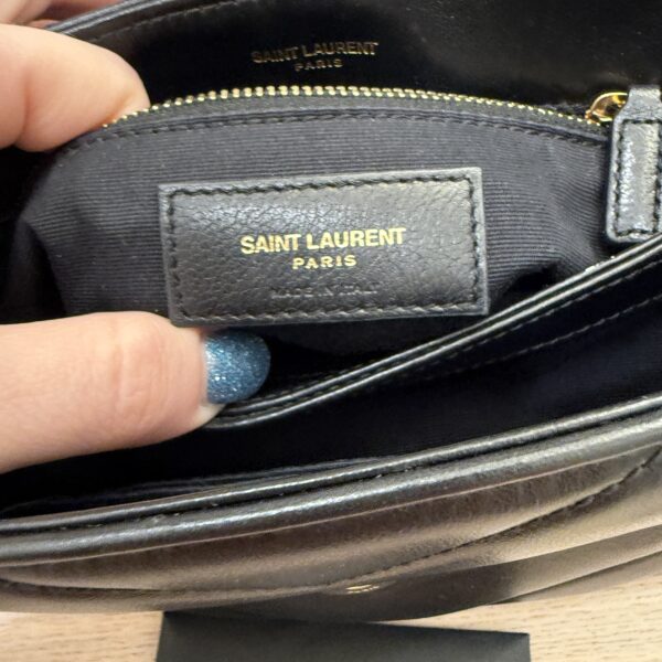 Saint Laurent (YSL) Calfskin Y Quilted Monogram Toy Loulou Satchel Black and Gold hardware