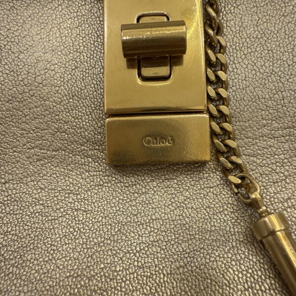 Chloe Grained Lambskin Mini Drew Shoulder Bag Light Gold