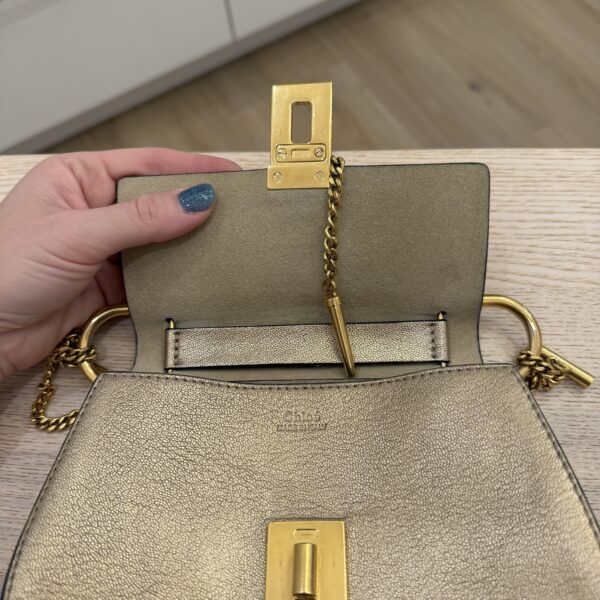 Chloe Grained Lambskin Mini Drew Shoulder Bag Light Gold